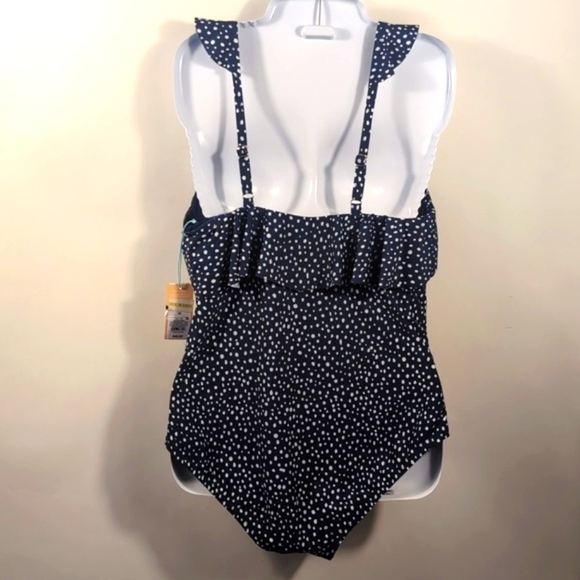 Kona Sol Women's Ruffle Full Coverage One Piece Swimsuit Polka Dots Size 16 NTG - Picture 9 of 16